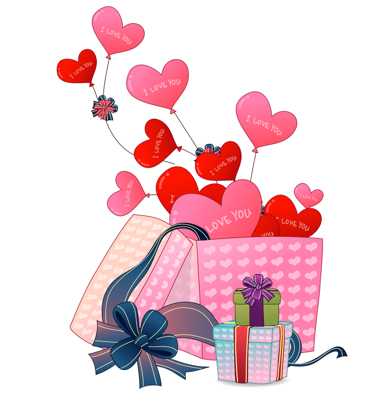 valentine cartoon couple vector with gift boxes and hearts for romantic celebrations