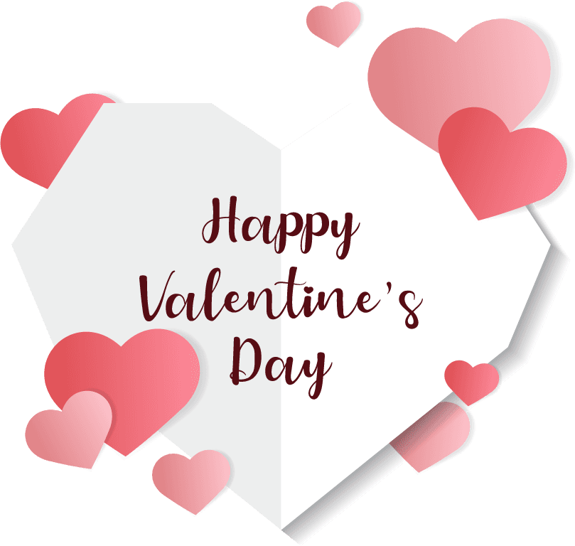 valentine's day design concept with hearts and festive typography for celebration