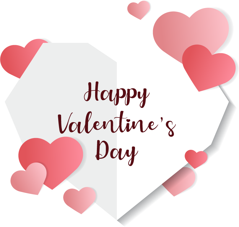 valentine's day design concept with hearts and festive typography for celebration