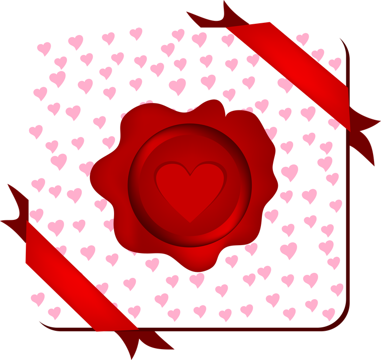 creative valentine day label with hearts and wax seal for romantic gifts