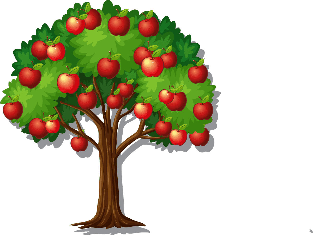 variety apple trees transparent background for educational materials and digital media