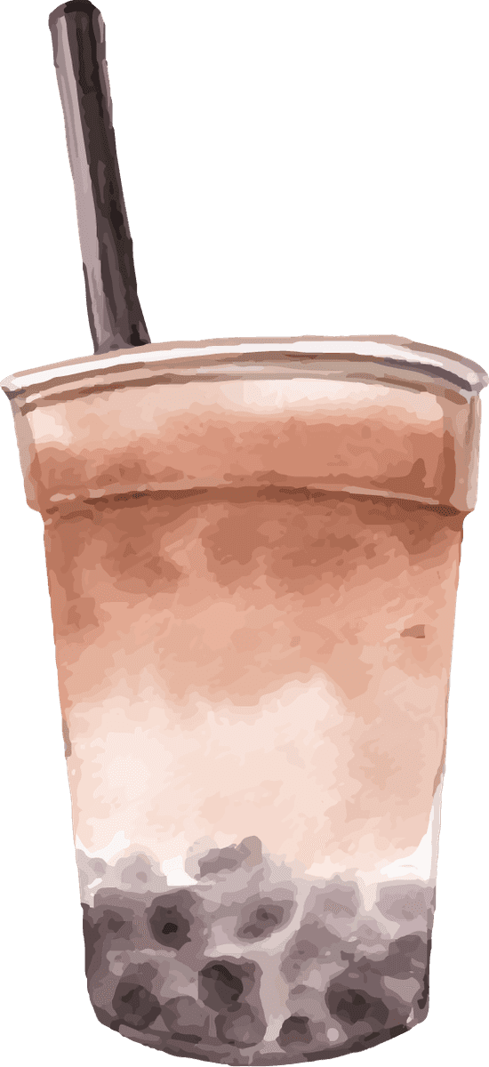 various isolated watercolor bubble tea for trendy drink lovers and cafe menus