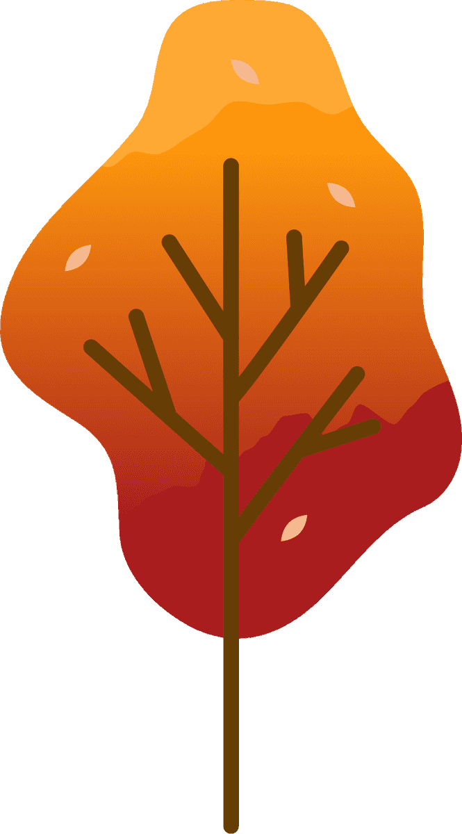 various simple autumn tree collection with vibrant colors for seasonal decor and illustrations