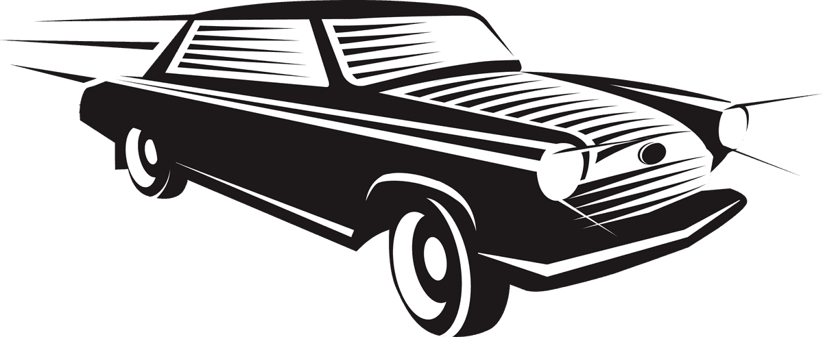 various transport modes symbol showcasing a classic car with dynamic speed lines