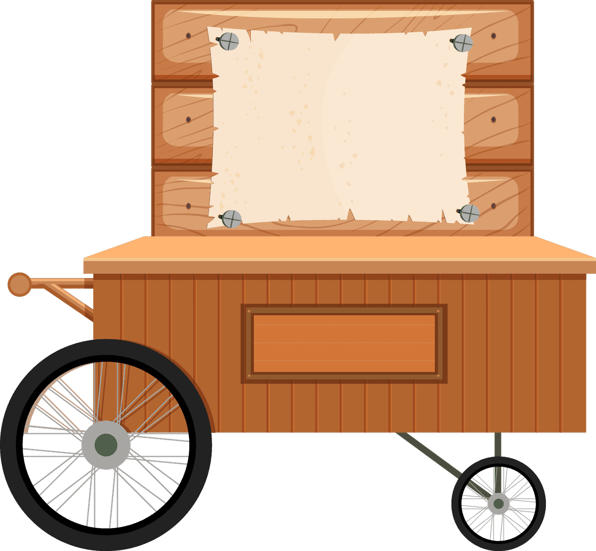 various type sign banner for mobile kiosks and events with rustic charm