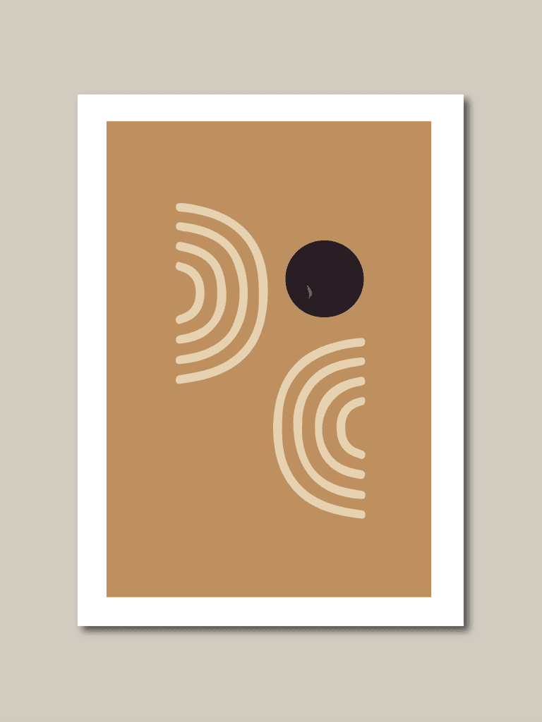 a of four art print templates featuring abstract geometric shapes in light brown beige cream