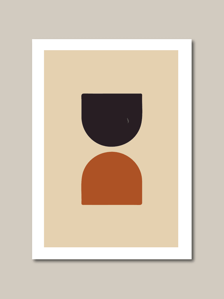 a of four art print templates featuring abstract geometric shapes in light brown beige cream