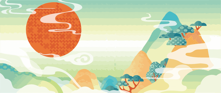 abstract hill landscape oriental style background