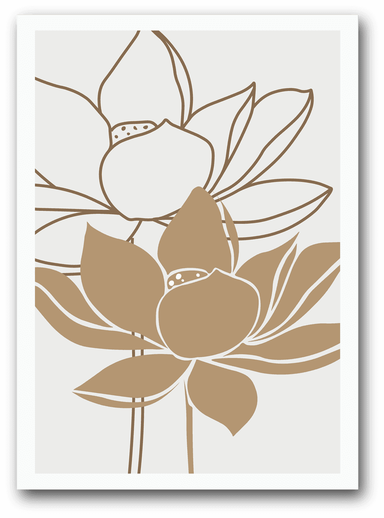 botanical wall art set lotus flower foliage line art drawing with abstract shape abstract