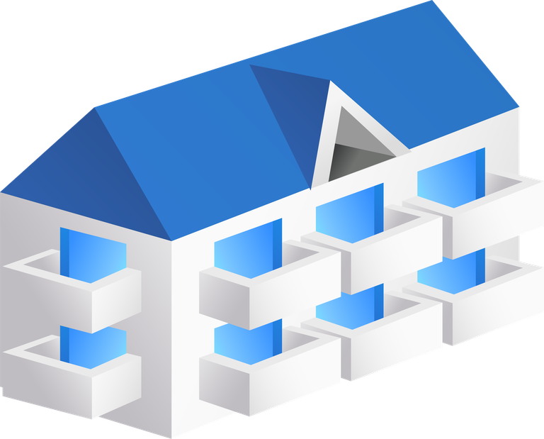 simple 3d building icon with modern style and vibrant blue accents for real estate use