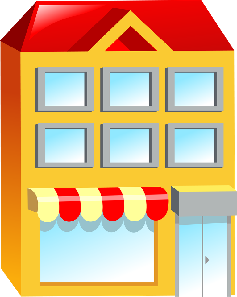 simple 3d building icon for storefronts with bright colors and inviting features