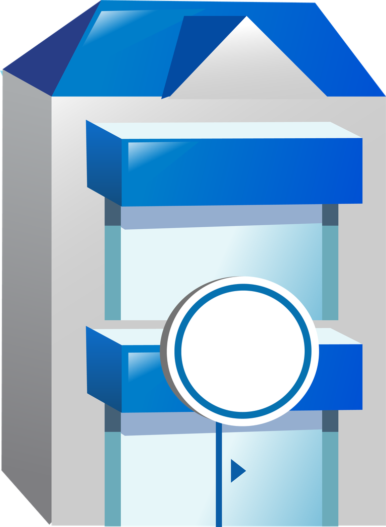 simple 3d building icon for modern applications with sleek blue and white color scheme