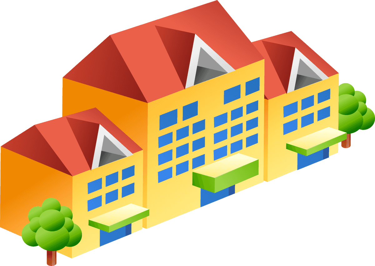 simple 3d building icon for urban planning and architectural projects with vibrant colors