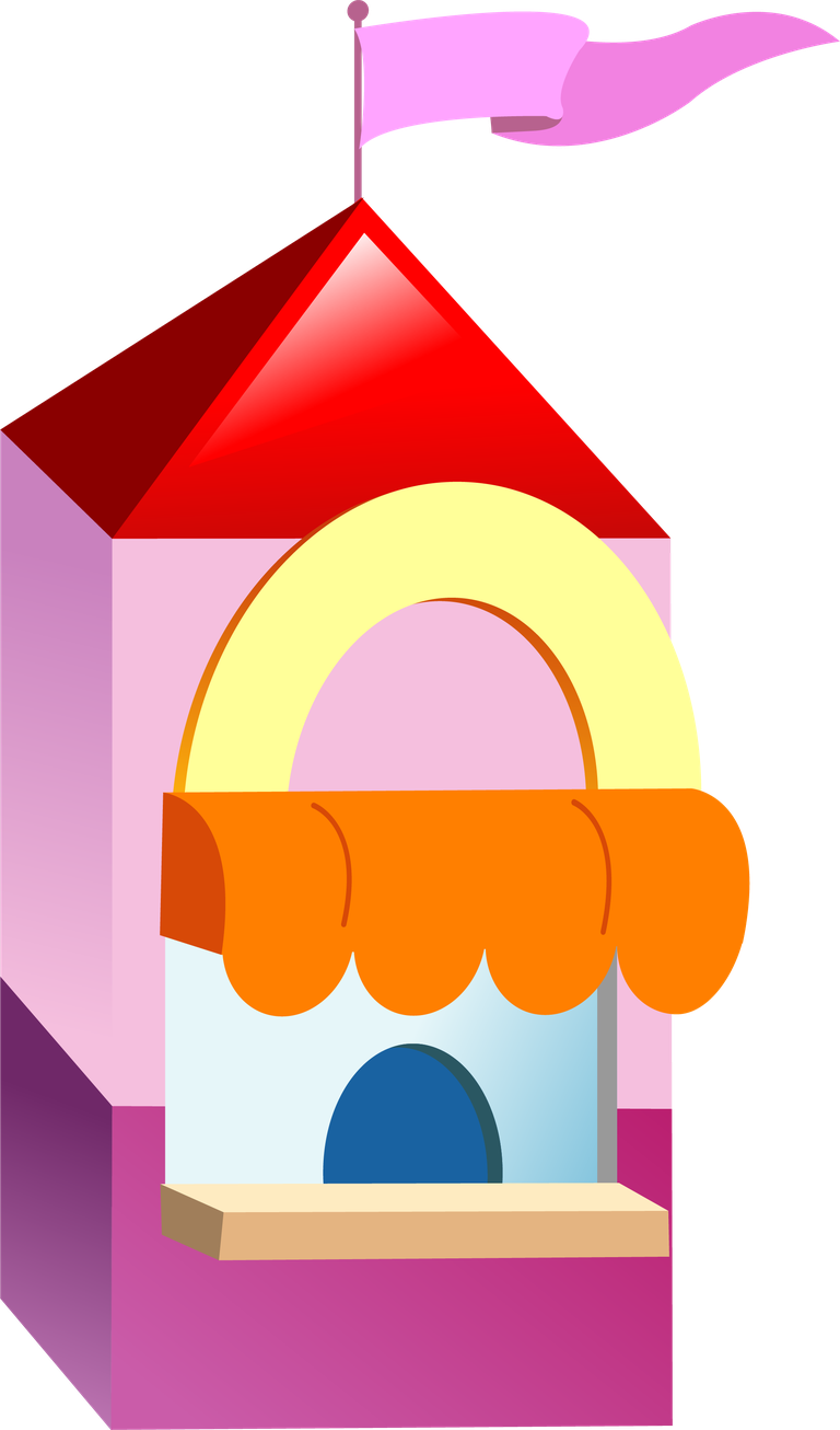 simple 3d building icon with vibrant colors and playful shapes for creative projects