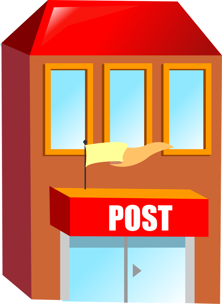 simple 3d building icon representing a post office with vibrant colors and clear signage