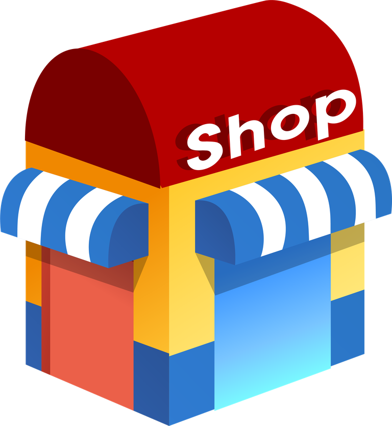 simple 3d building icon featuring a colorful shop design with awning and signage