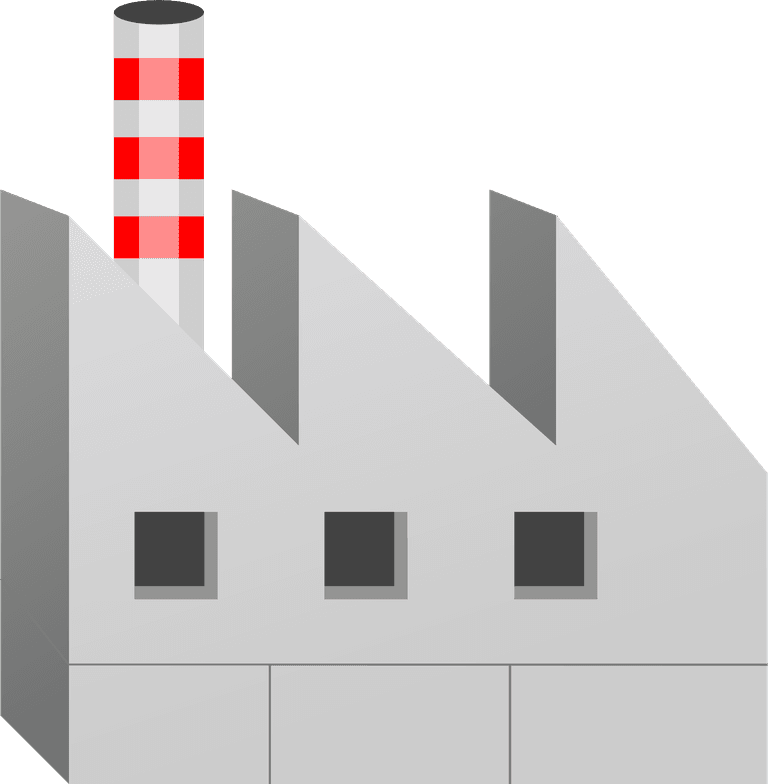 simple 3d building icon for industrial applications with smokestack and modern features