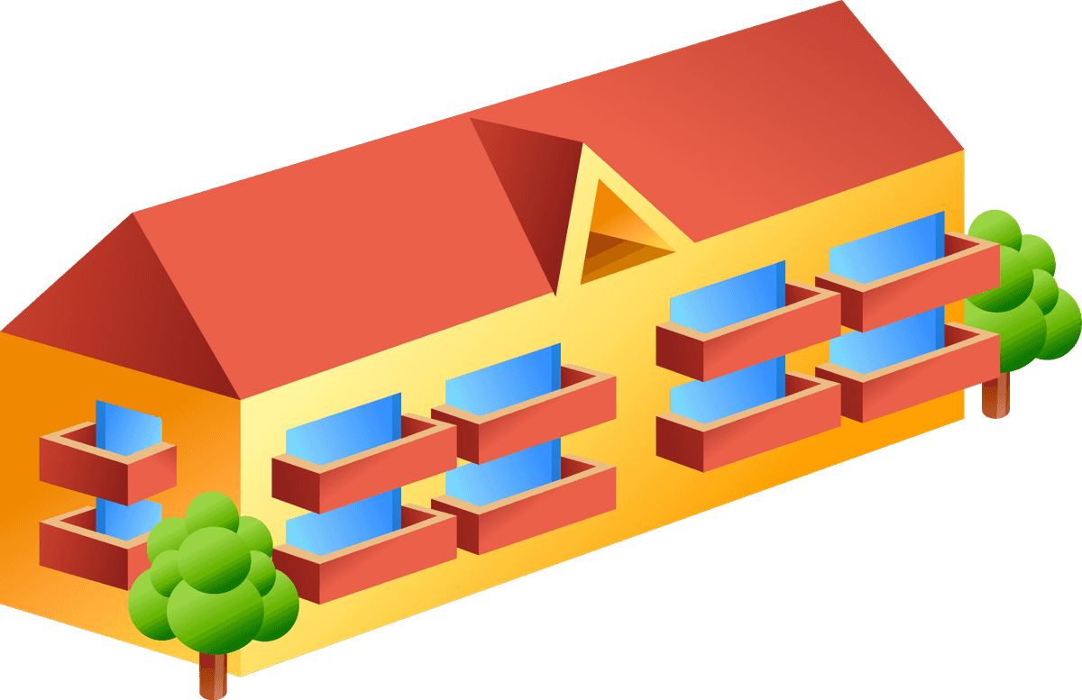 simple 3d building icon with balconies and vibrant colors for modern applications