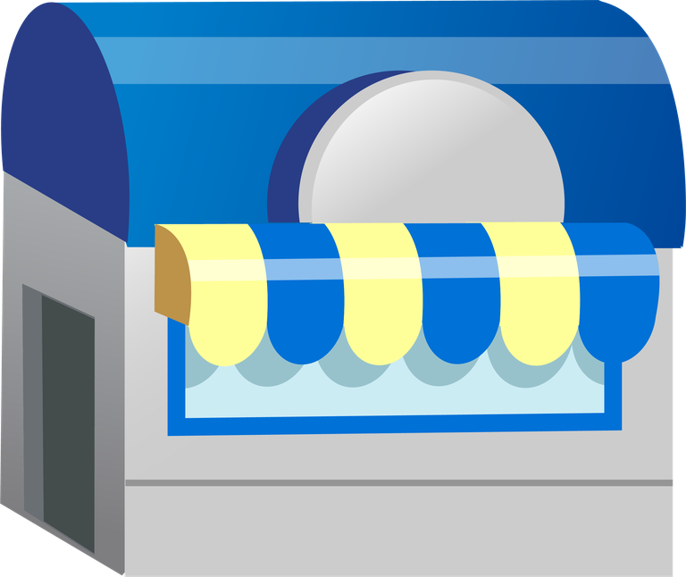 simple 3d building icon with awning for modern storefront applications