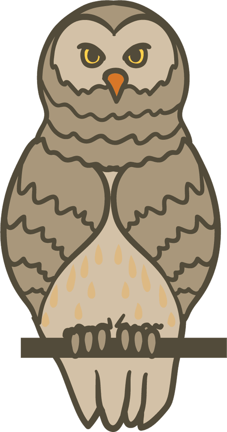 simple cartoon styled owl perched on a branch for children's educational materials