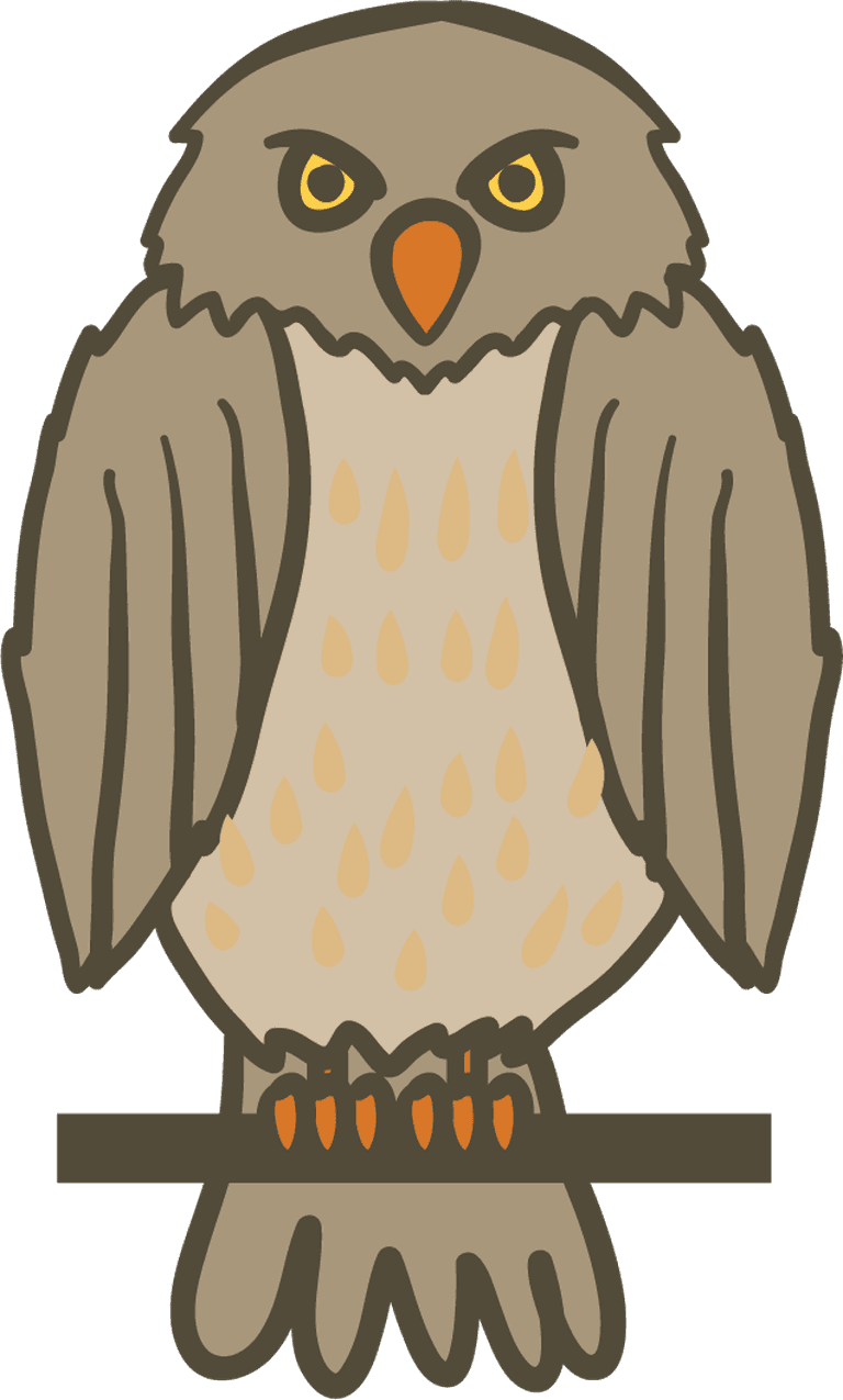 simple cartoon styled owl illustration perfect for children's themes and educational materials