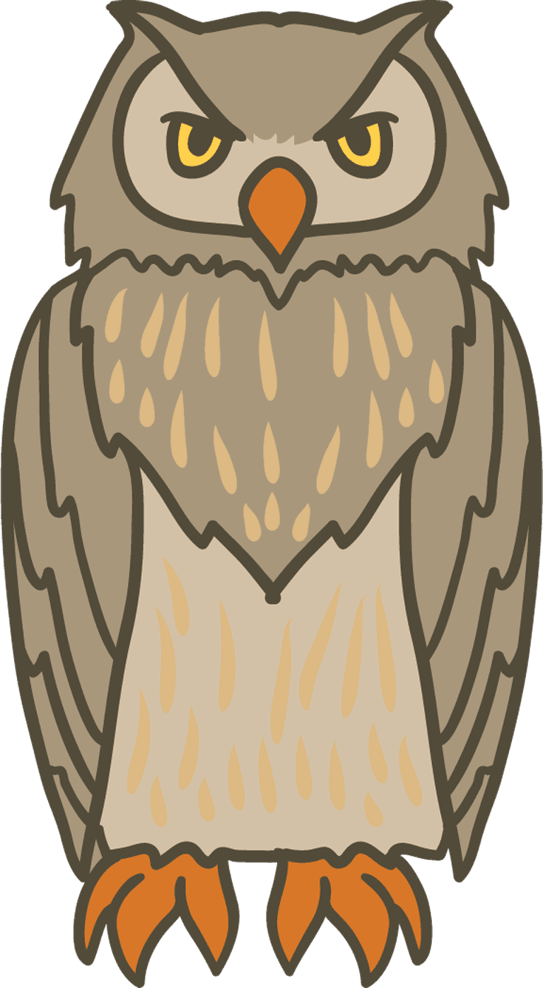 simple cartoon styled owl with bold features for playful art projects and educational materials