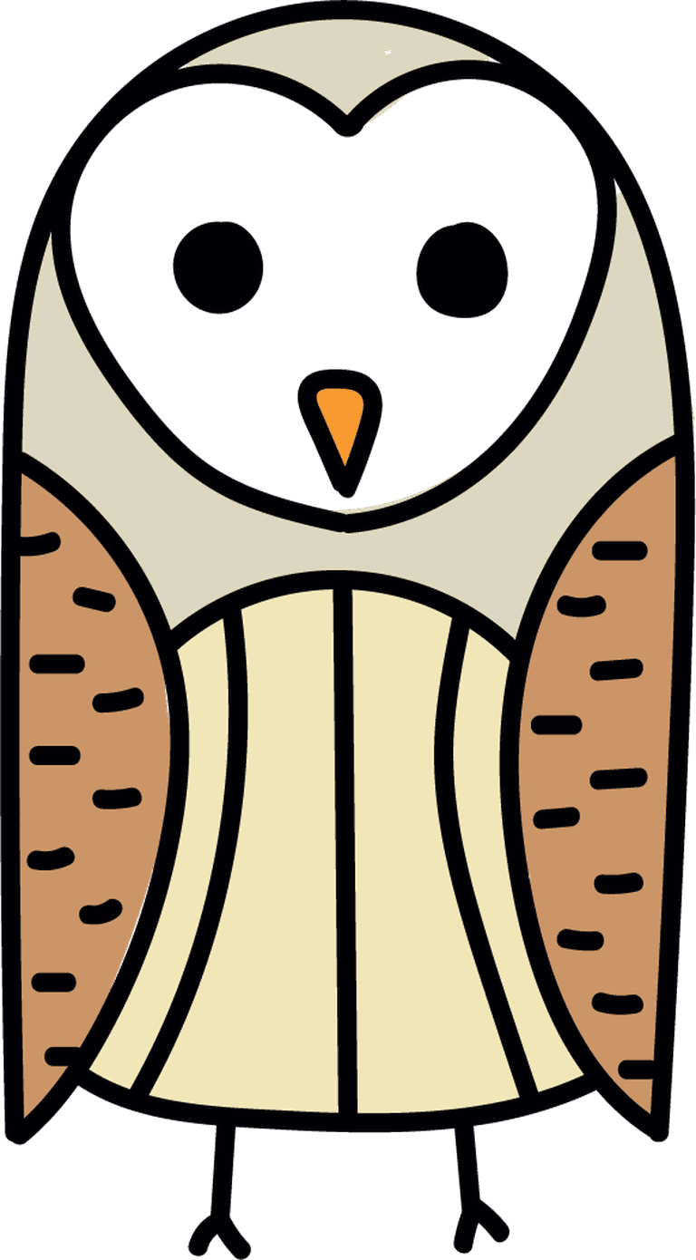 simple cartoon styled owl with charming features for playful designs and children's projects