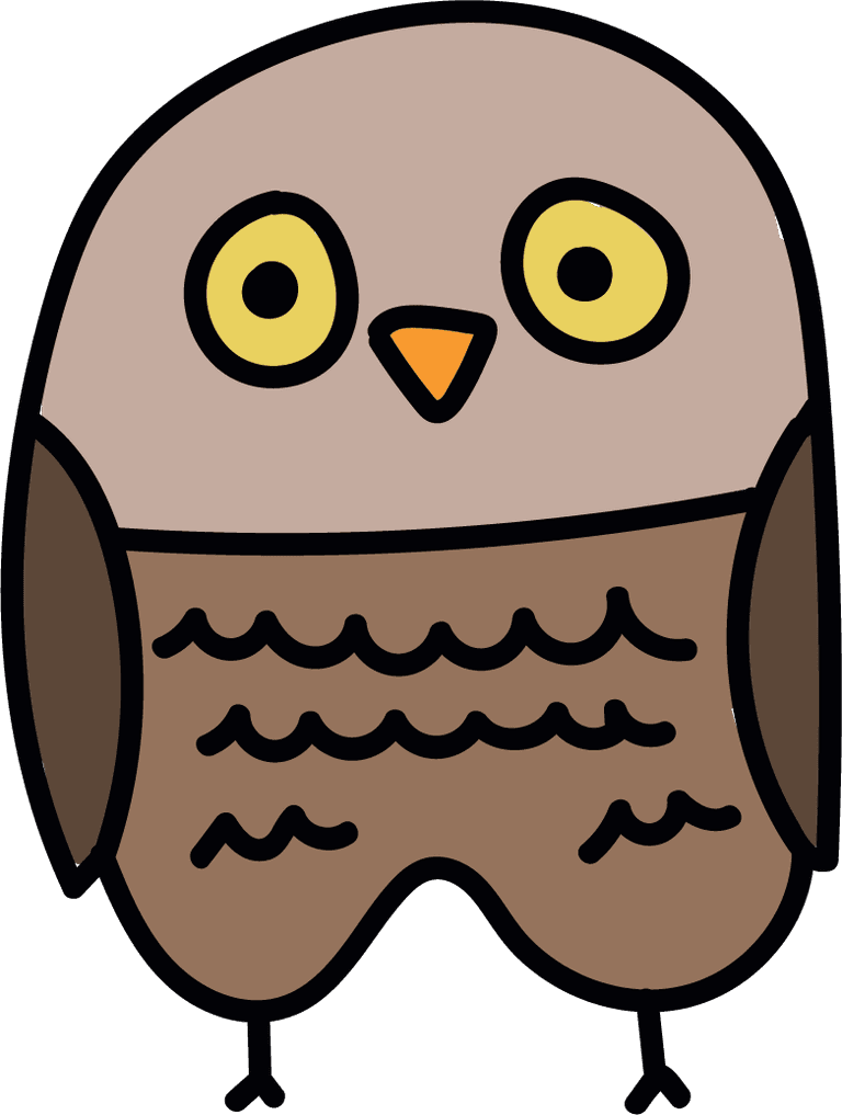 simple cartoon styled owl perfect for children's books and educational materials