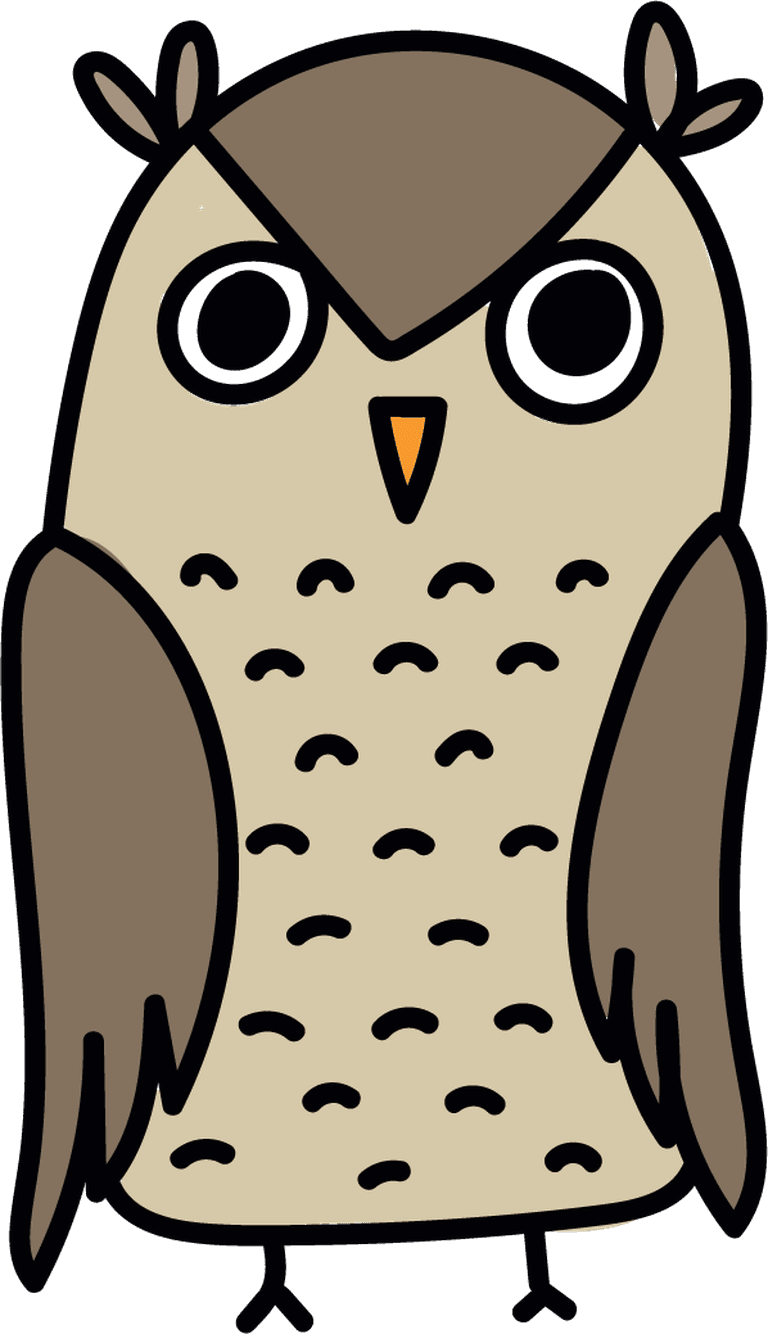 simple cartoon styled owl illustration with cute features for playful themes