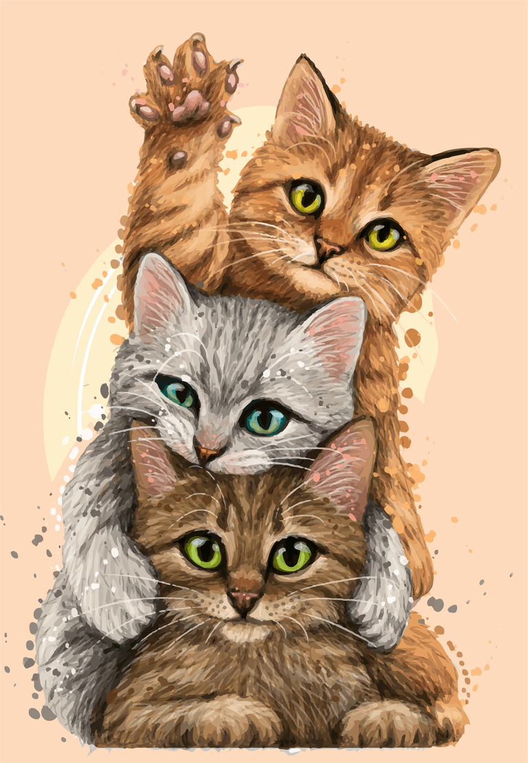 cats wall sticker color graphic portrait