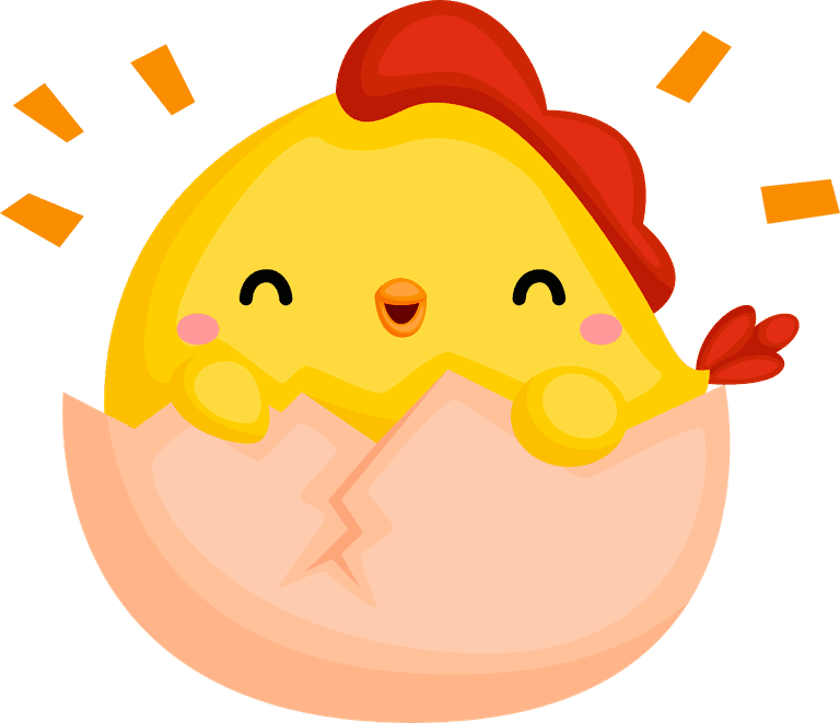 cute chicken emotions excitement, affection, happy