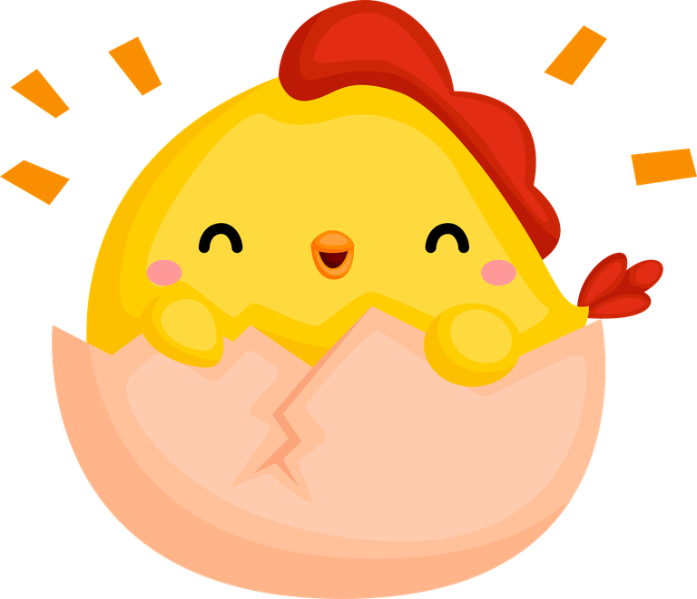 cute chicken emotions excitement, affection, happy