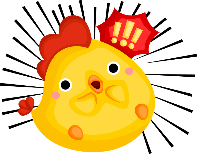 cute chicken emotions excitement, affection, happy