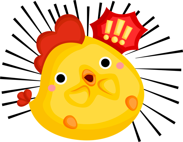 cute chicken emotions excitement, affection, happy