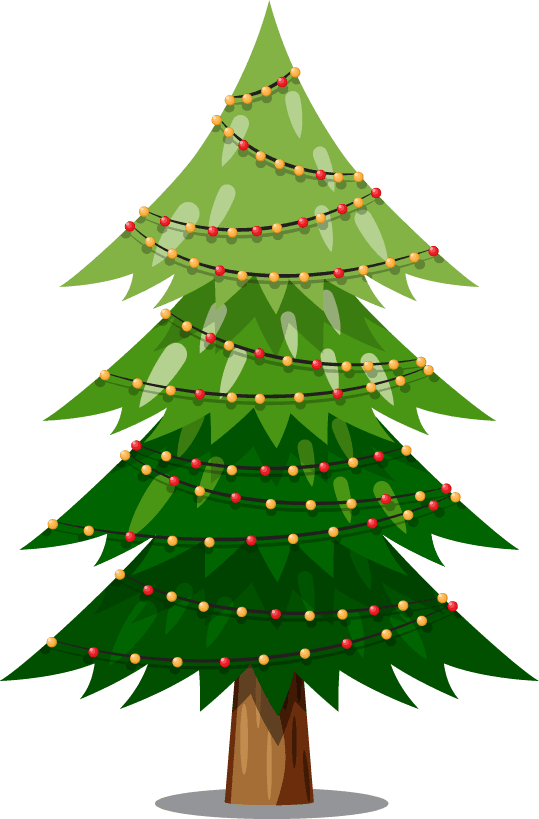 christmas tree isolated with lightbulb stars