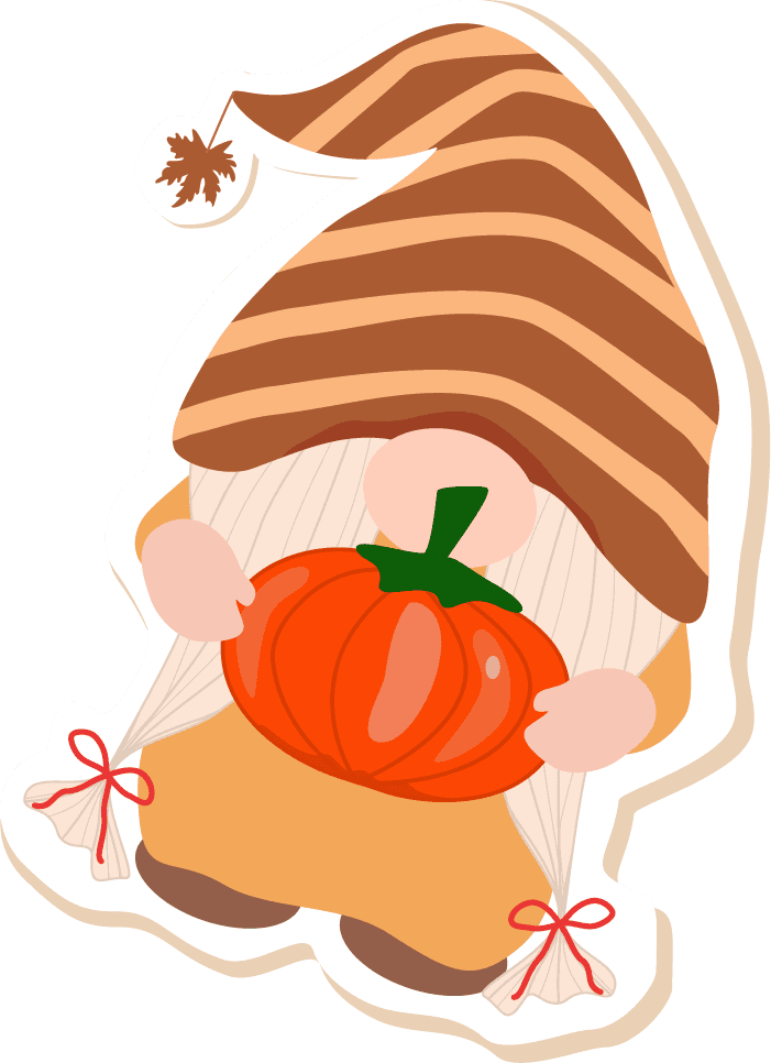 collection of gnome holding maple leaves pumpkin