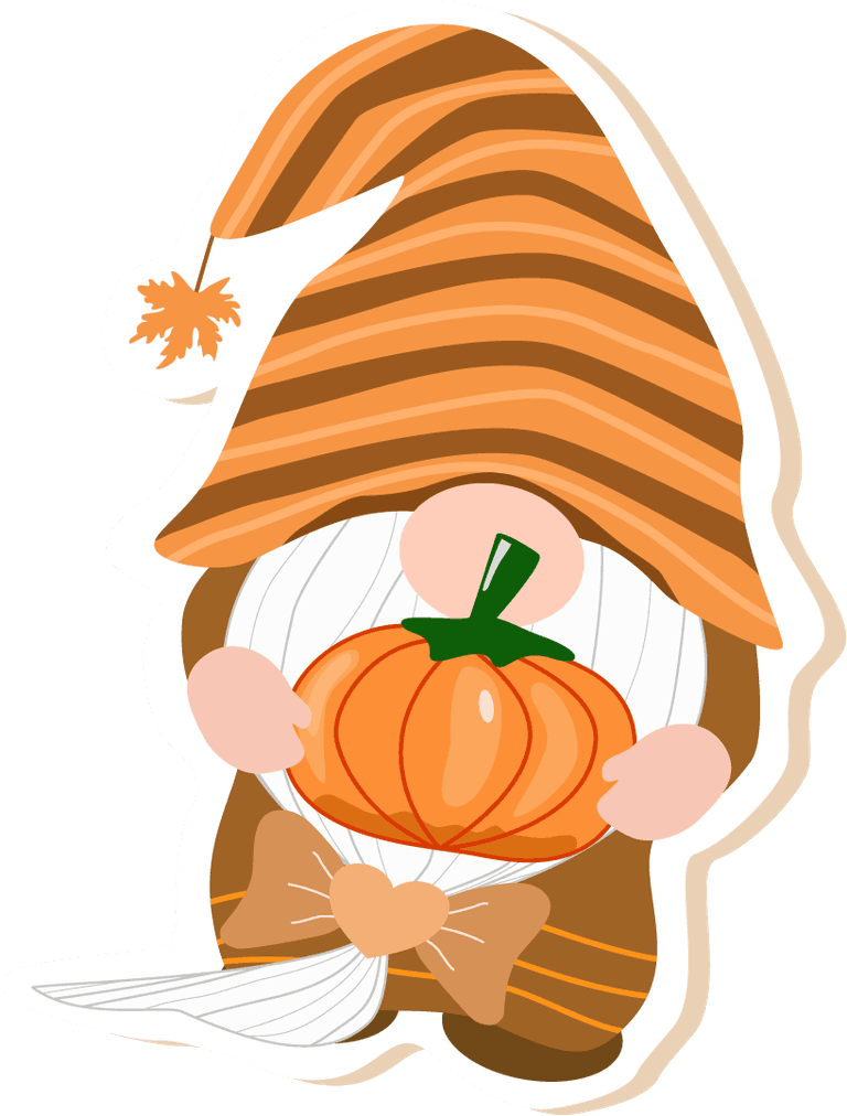 collection of gnome holding maple leaves pumpkin