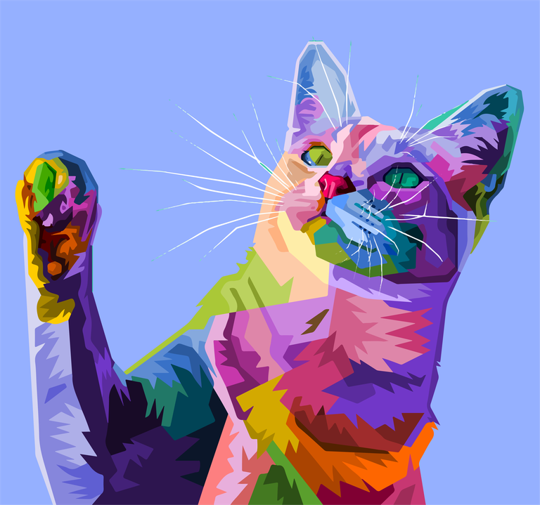 colorful cat on abstract pop art