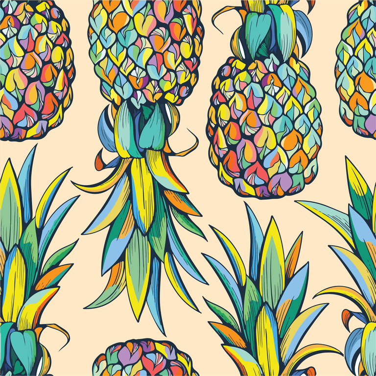 colorful seamless pattern pineapples