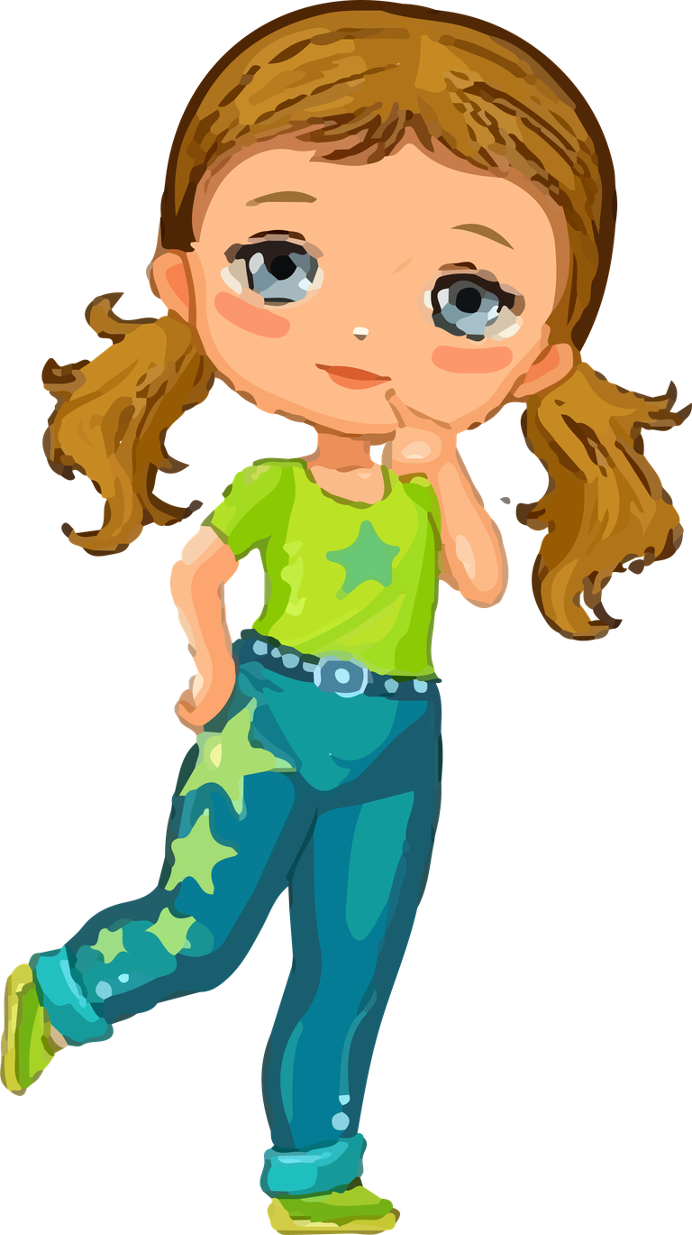 cute little girl doll fun cartoon