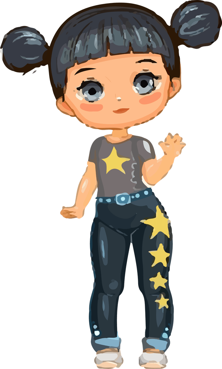 cute little girl doll fun cartoon