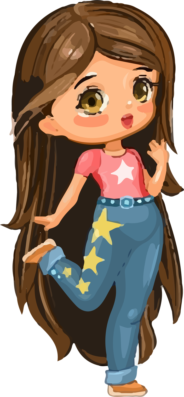 cute little girl doll fun cartoon