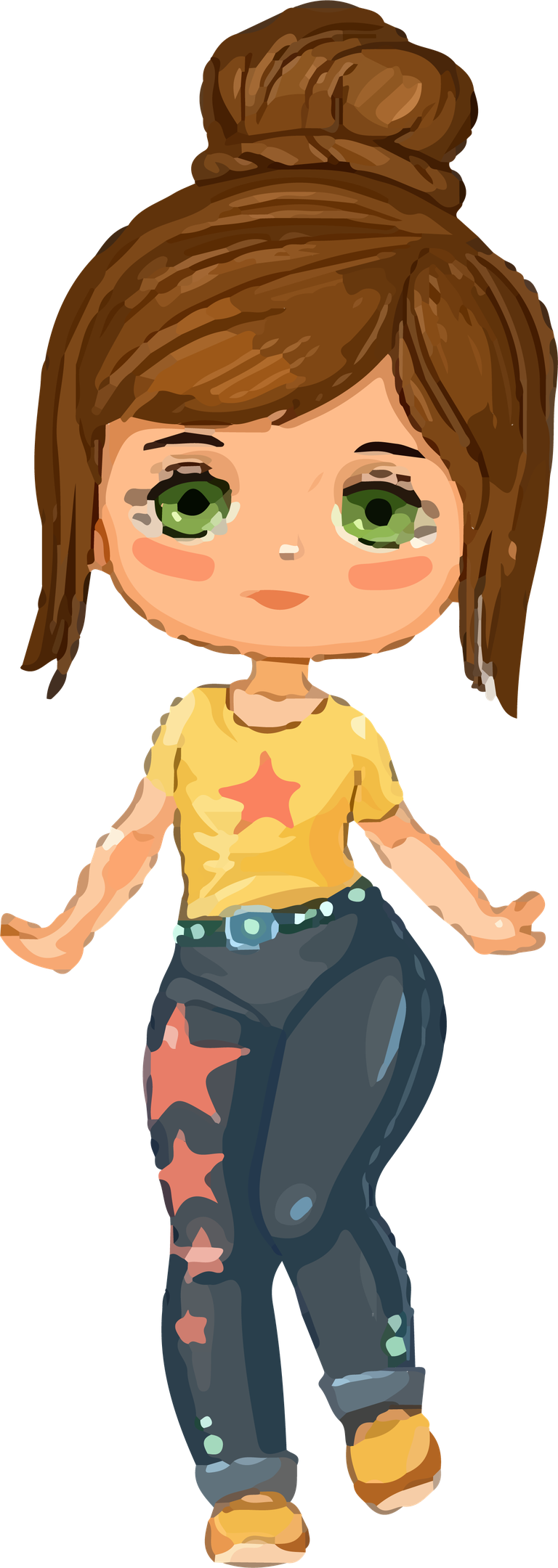 cute little girl doll fun cartoon