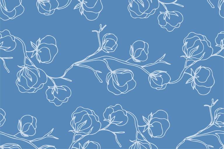 floral seamless pattern with cotton blossom flowers endless texture ink sketch art vector