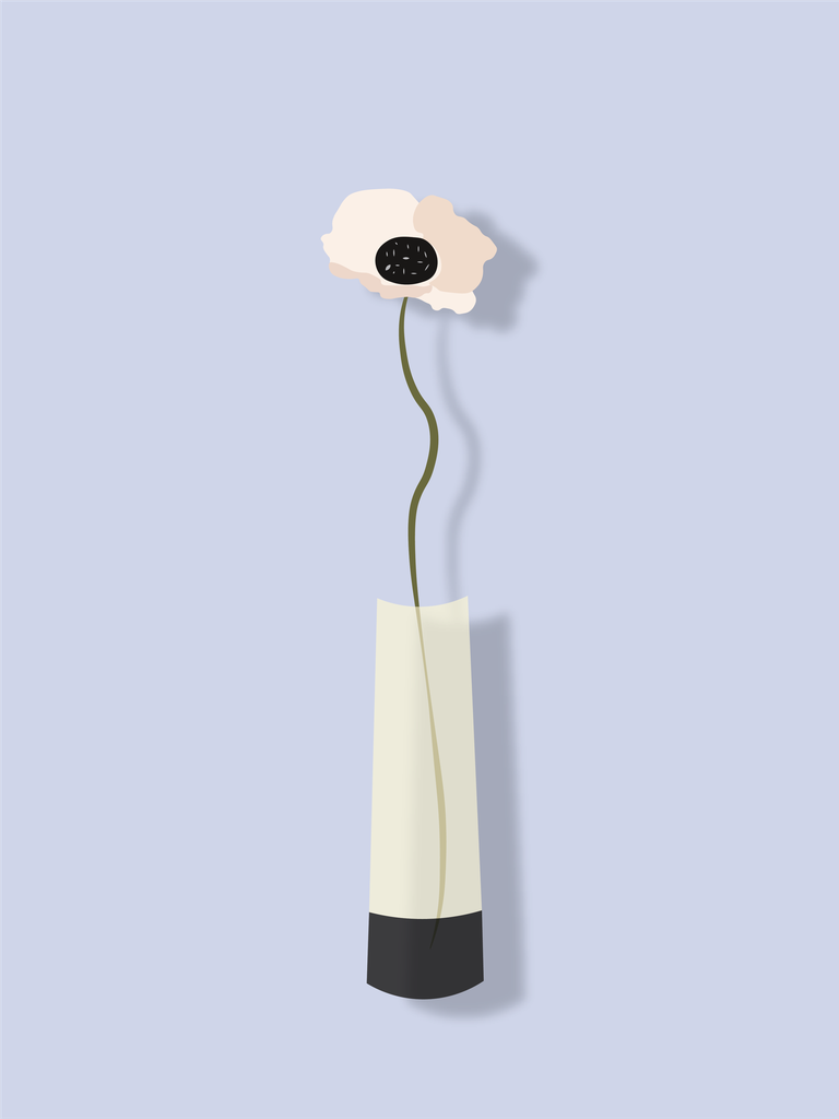 geometric flowers and vase design with soft colors for modern home decor