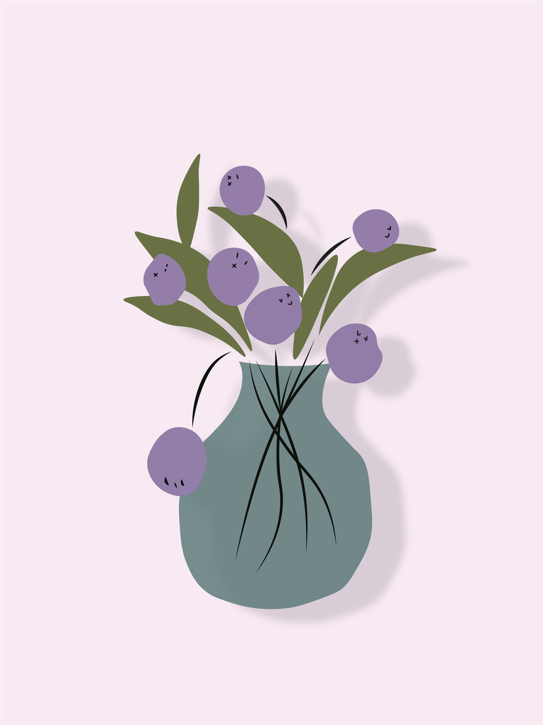 geometric flowers and vase design with playful shapes and calming colors for modern interiors