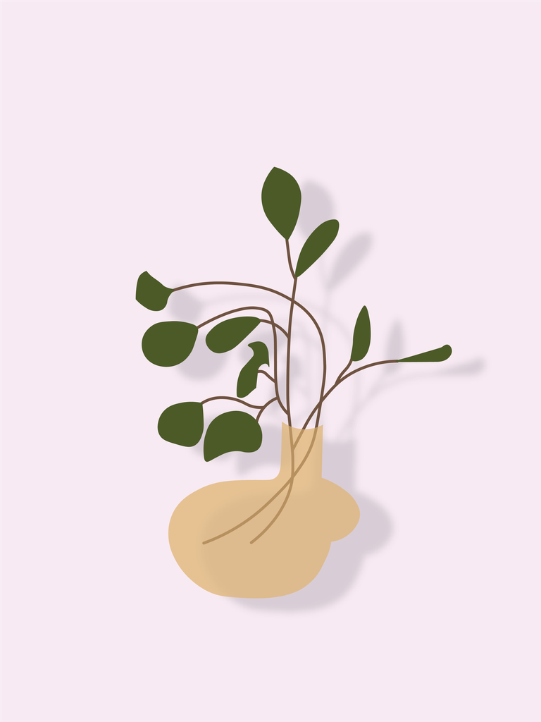 geometric flowers and vase design with minimalistic style and calming pastel colors