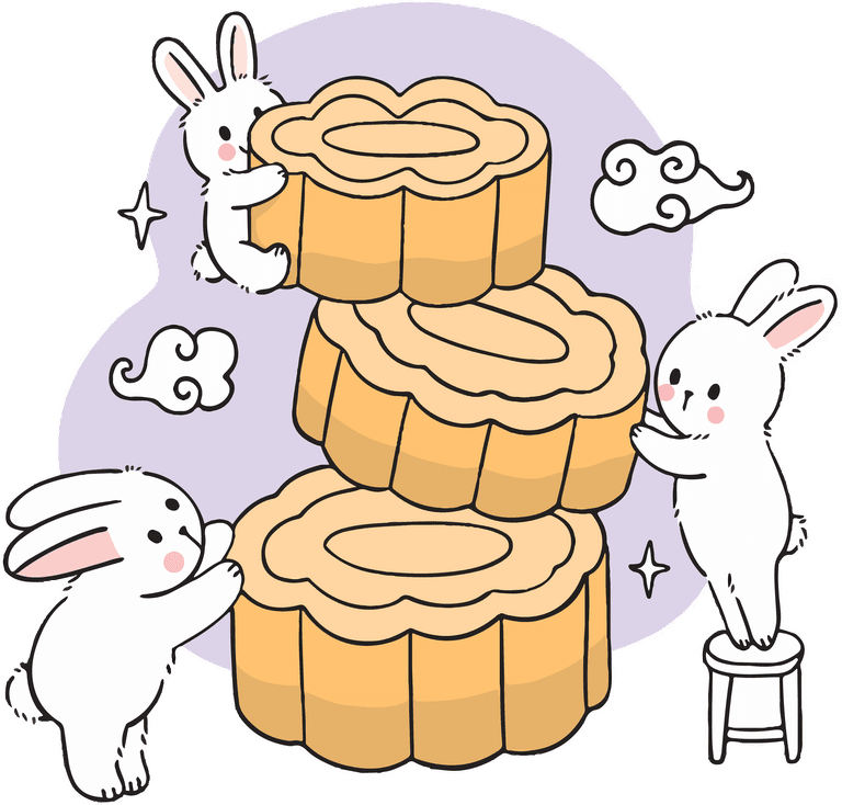 hand draw cartoon cute mid autumn