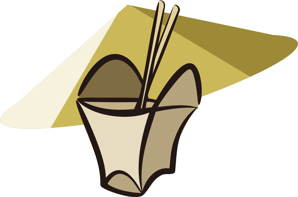 charming hand painted food amp beverage illustration featuring a takeout box and chopsticks