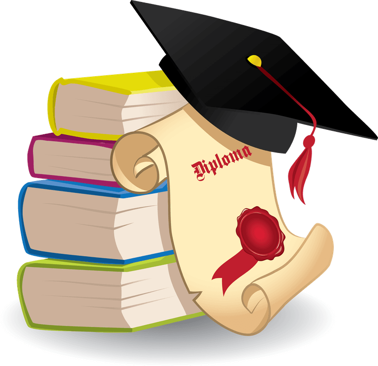 graduation icon mix pack with diploma and stacked books for educational themes